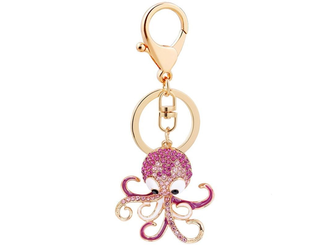 2026rebe-llavero De Pulpo Cute Linjou Con Piedras Rhinestone Accesorio Para Bolsa Y Coche (rosa)