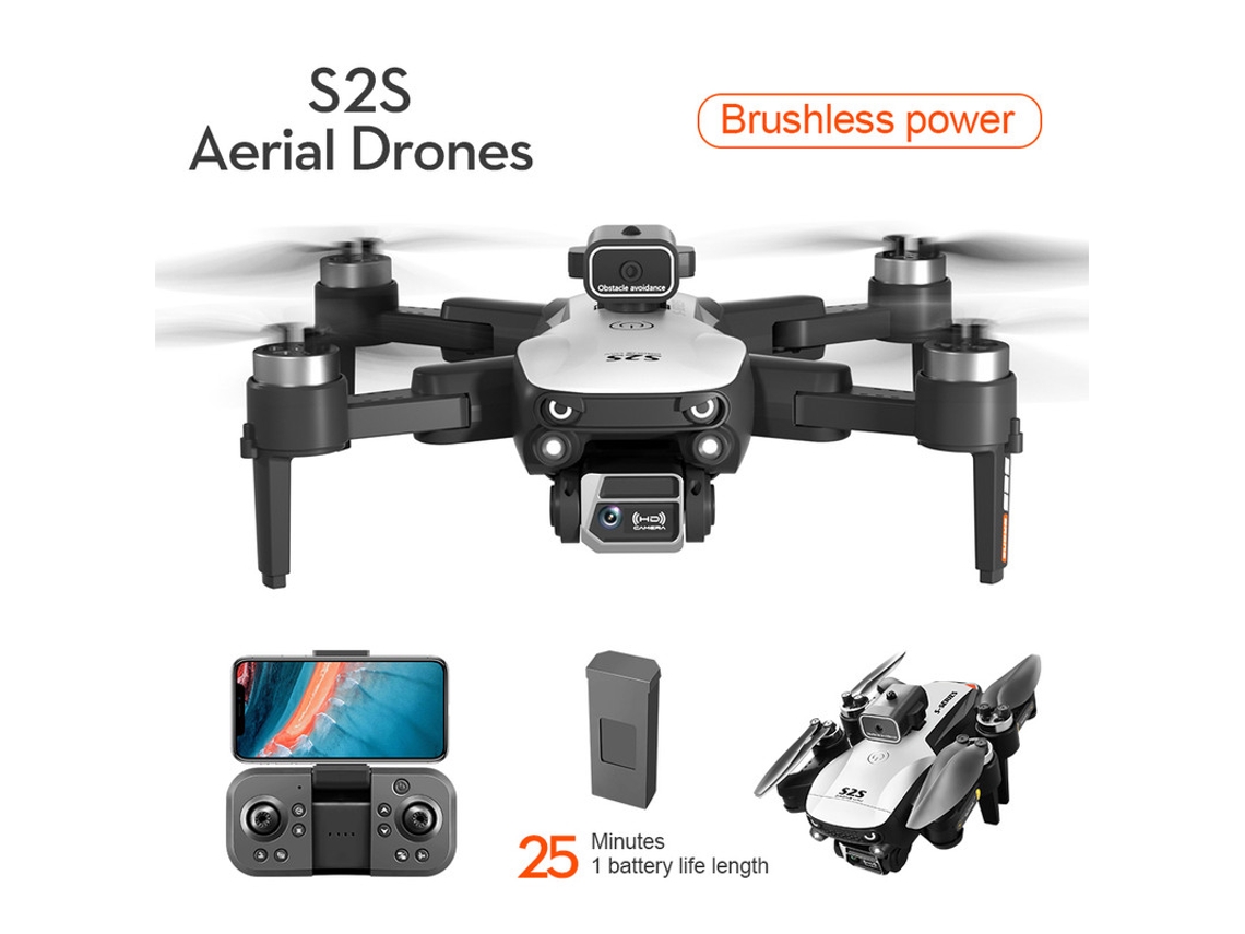 S2S Mini Drone con cámara dual 4K, cuadricóptero plegable sin escobillas (1 batería - Duración de la batería: 25 min - Blanco) YIZHOOD