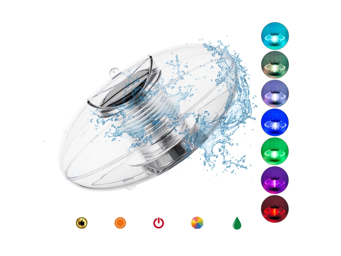 Luces solares LED para piscina, impermeables y coloridas, ideales para decorar fiestas y piscinas.