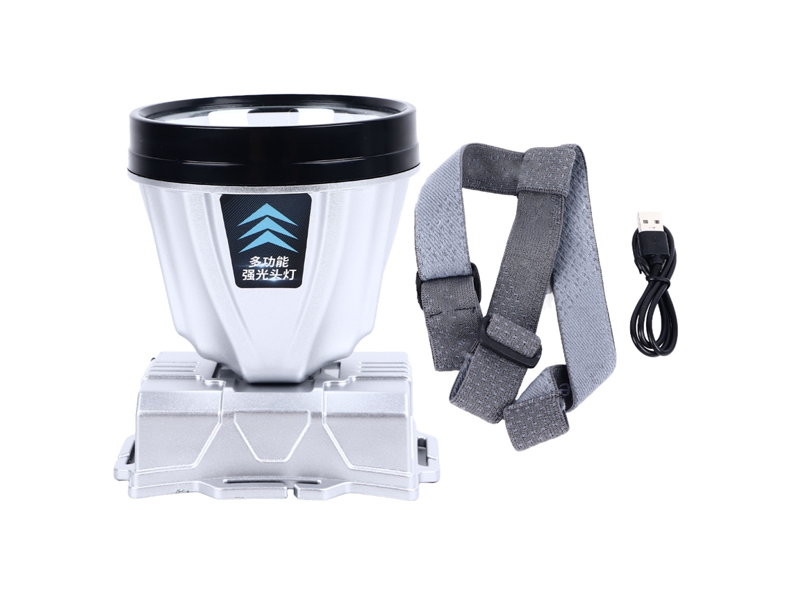 Foco De Pesca Recargable Superbrillante De 1600 Mah, Plateado, Resistente Al Agua, Con Luz Amarilla.