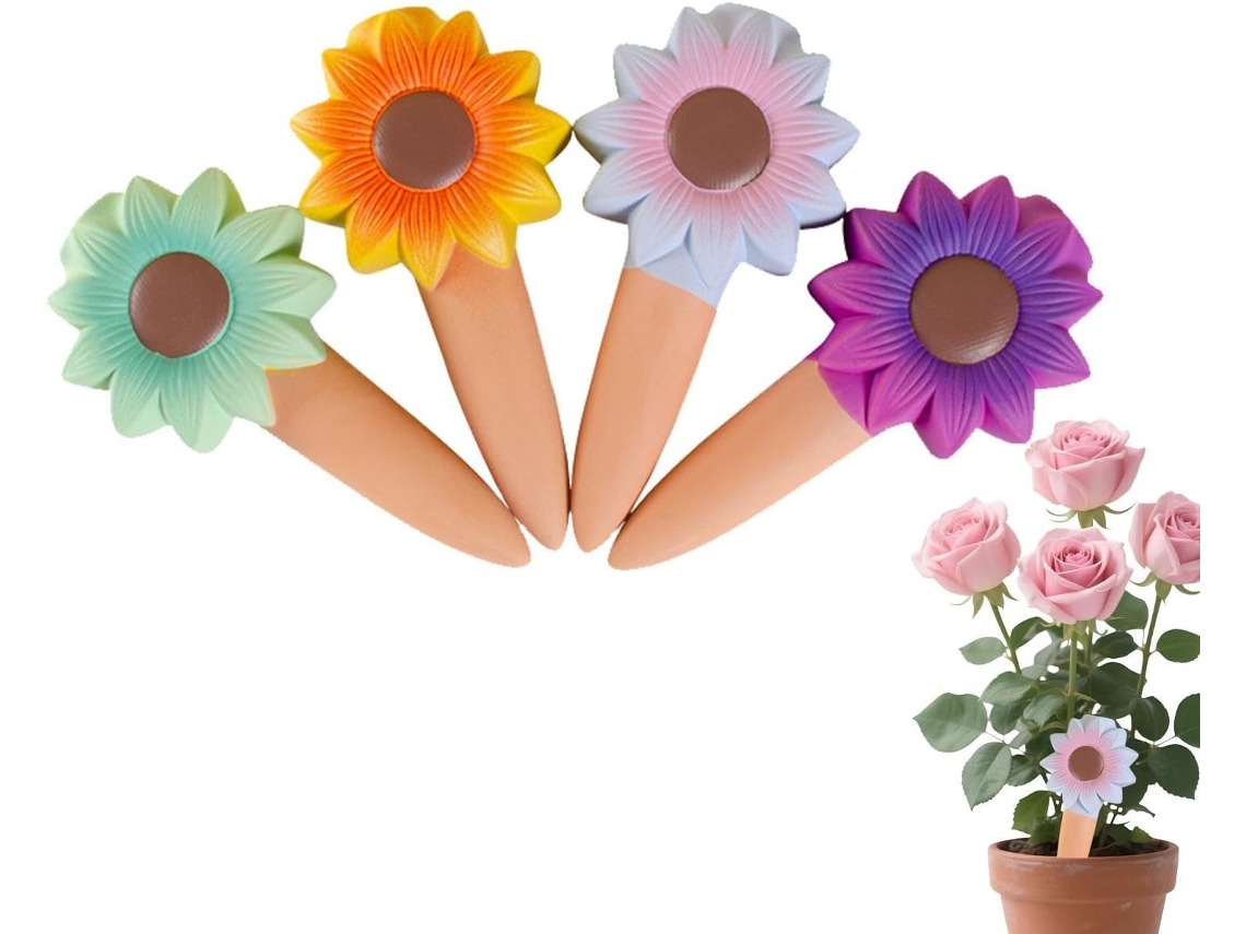 Estacas De Riego Para Plantas, Girasol De Terracota Para Uso Interior Y Exterior, Estacas De Autorriego Para Plantas De