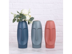 Vaso Creativo Imitación Cerámica Plástico Nórdico Decoración Salón Azul Resistente Liviano