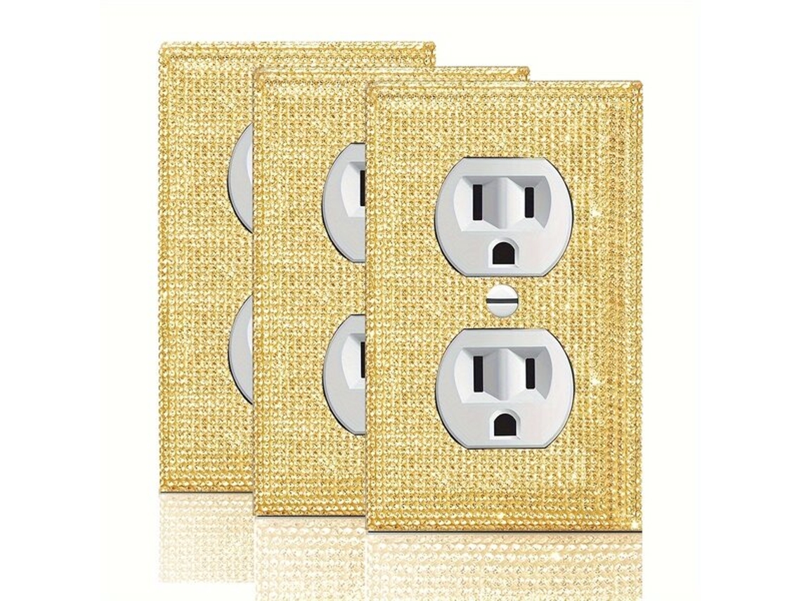 3/4 piezas de cubierta de interruptor de pared de oro brillante con circonitas vayotoy