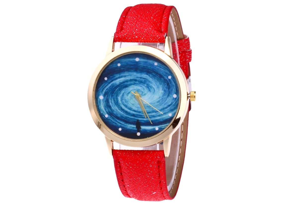Reloj De Pulsera Analógico Para Hombre Y Mujer Con Correa De Pu De Estilo Moderno (rojo)