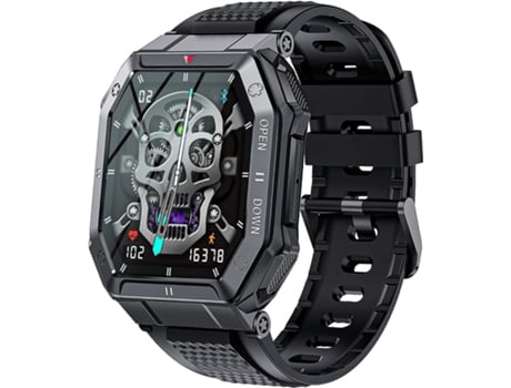 Smartwatch Militar CHRONUS SB-230203-12FM, Deportivo de 1,85 Pulgadas con Monitor de Frecuencia Cardíaca y Rastreador de Fitness Negro