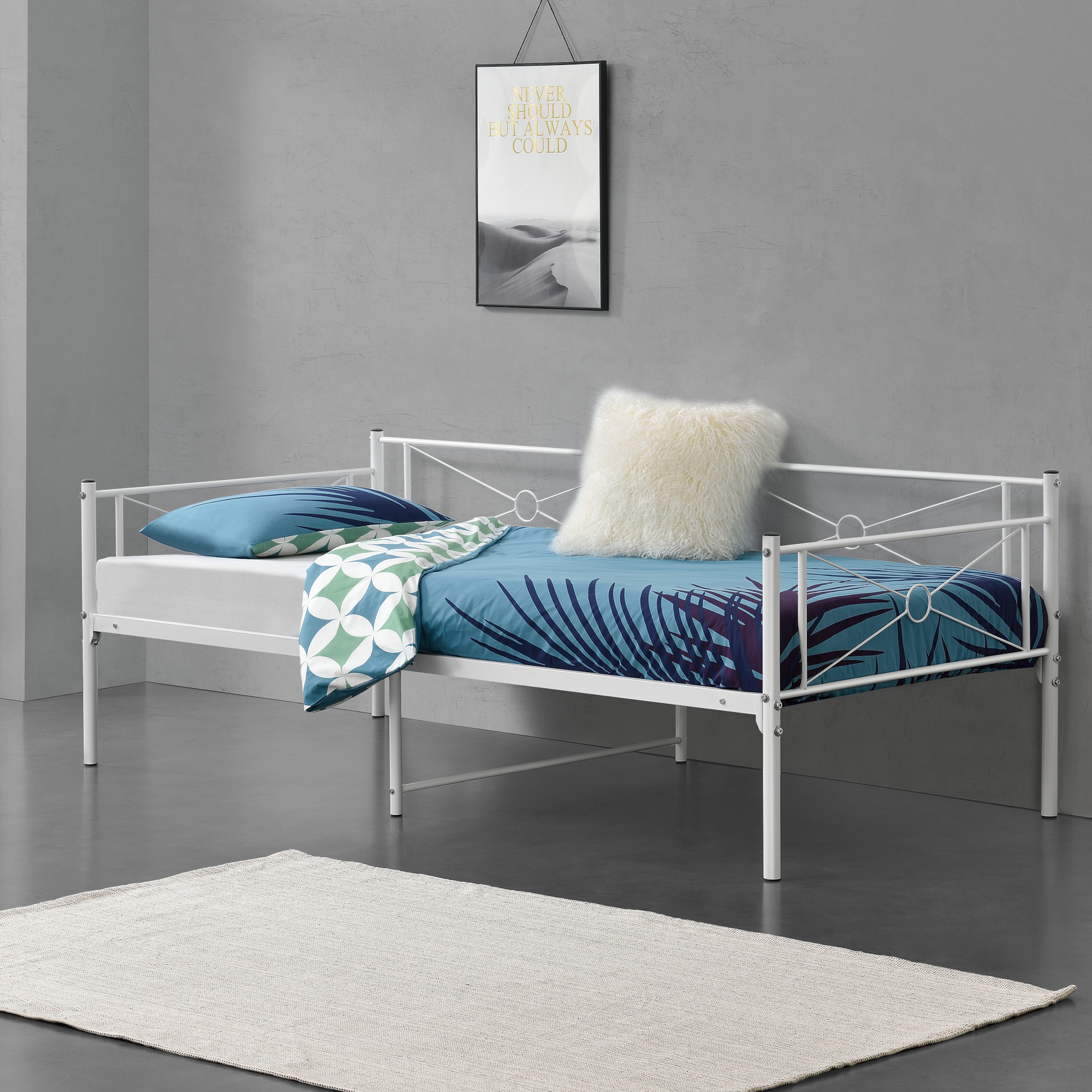Cama [EN.CASA] (Metal - Blanco - 90x200 cm)
