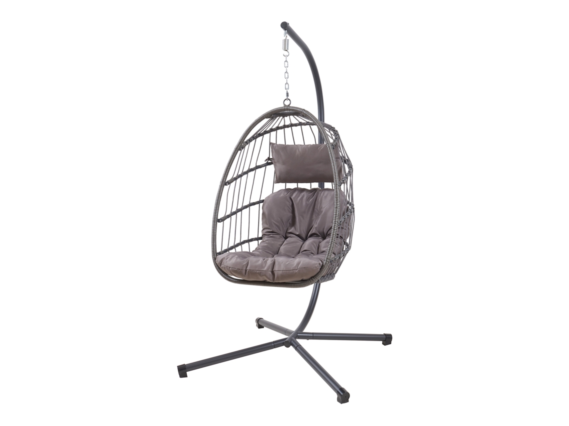 Silla colgante Edeng con estructura 198x110x95 cm gris Encasa
