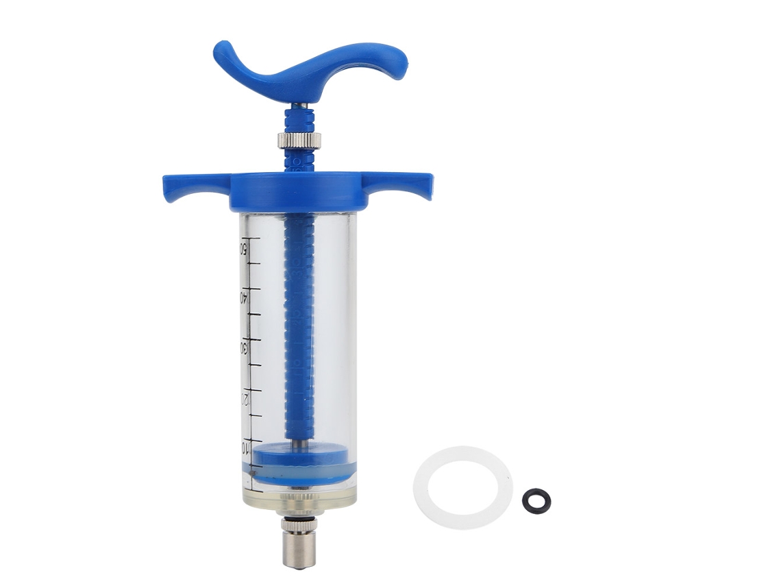 Jeringa veterinaria de plástico y acero de 50 ml para animales y aves, equipo médico agrícola.