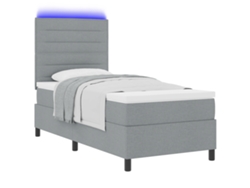 Cama Con Somier Y Colchón En Gris Claro De 80 X 200 Cm, Tela