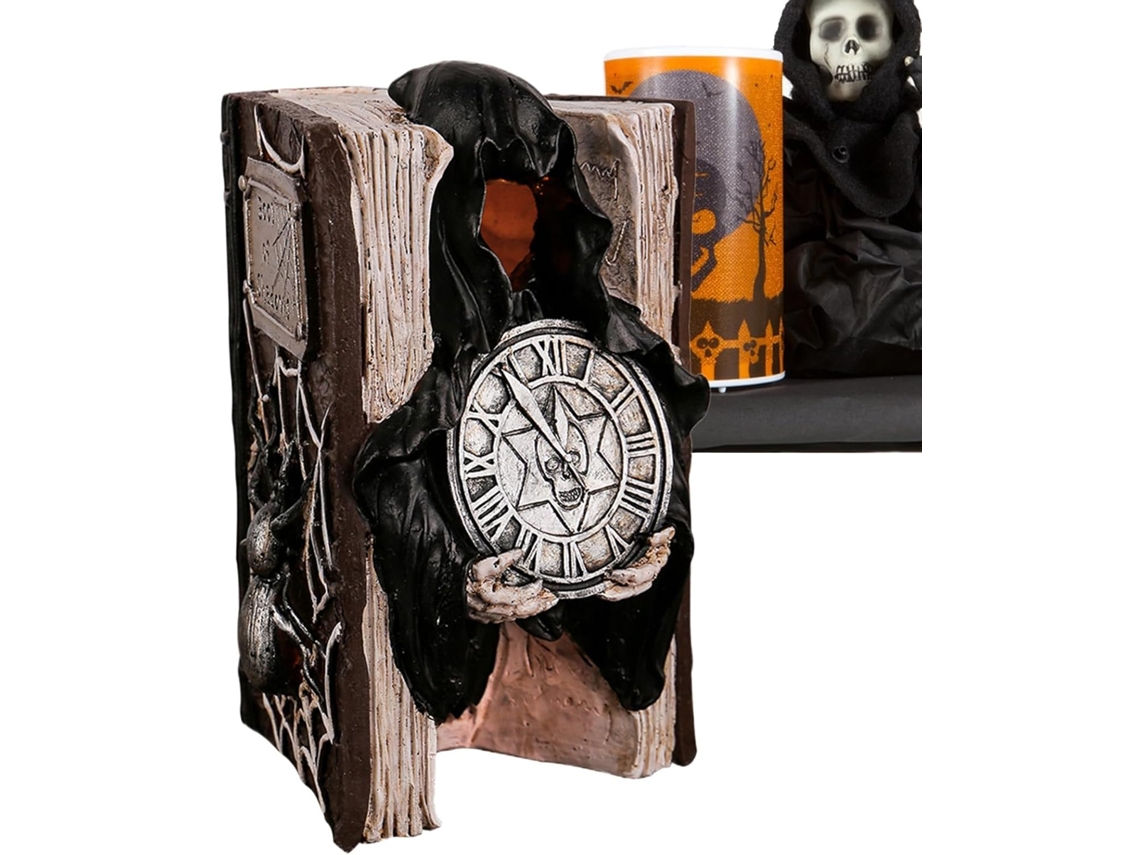 Estatua De Esqueleto Lector, Estatua De Resina Aterradora Que Brilla En La Oscuridad Para Halloween - Esculturas