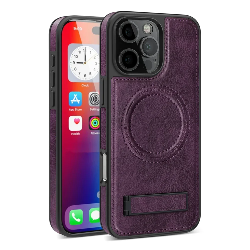 (iphone 13, Morado Oscuro) Funda Magsafe Para Iphone, Con Soporte Y Fuerte Fijación Magnética.