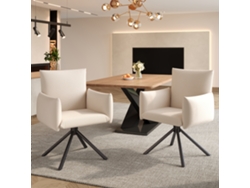 Juego de dos sillas de comedor, sillón tapizado con 4 patas de metal, silla giratoria de 360°