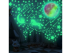296 pegatinas de estrellas luminosas y 1 luna decoración de pared para techo de habitación infantil Kofihety