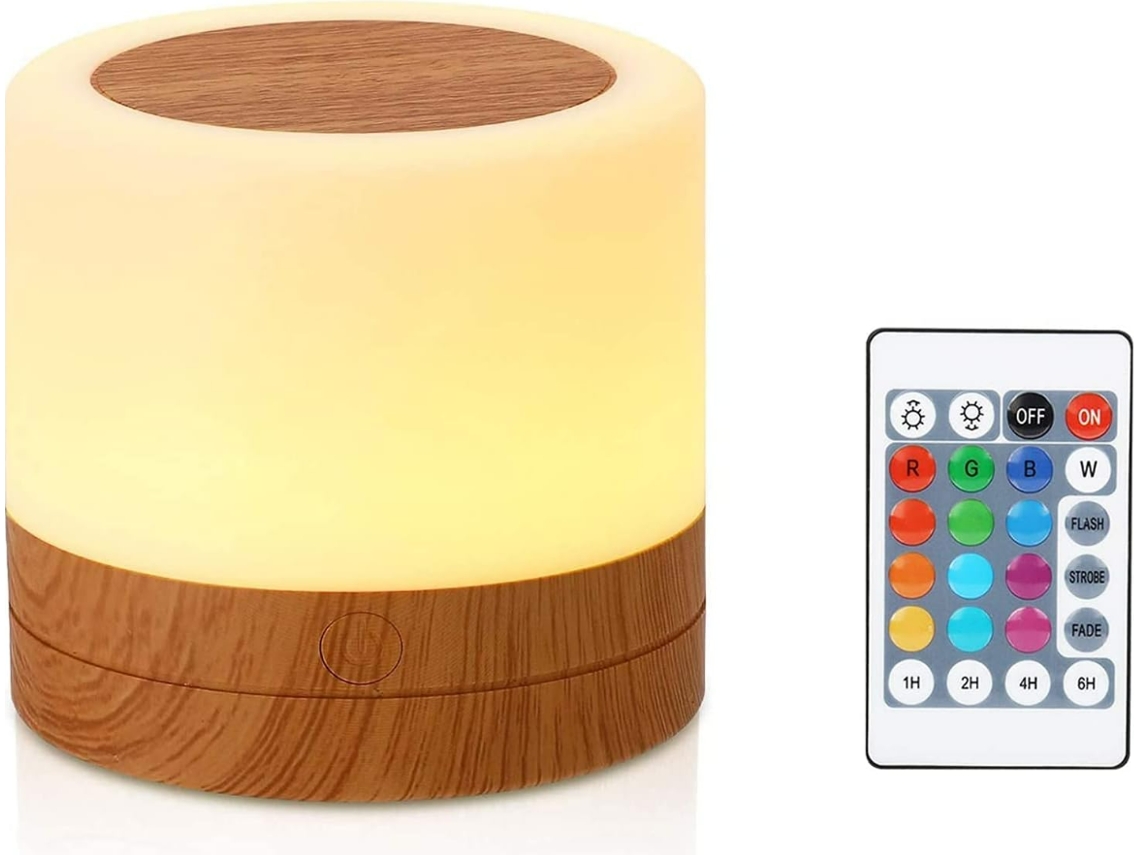 Luz nocturna, lámpara táctil portátil, lámpara de mesita de noche, lámpara recargable regulable para el cuidado de los ojos con cambio de color RGB CHRONUS