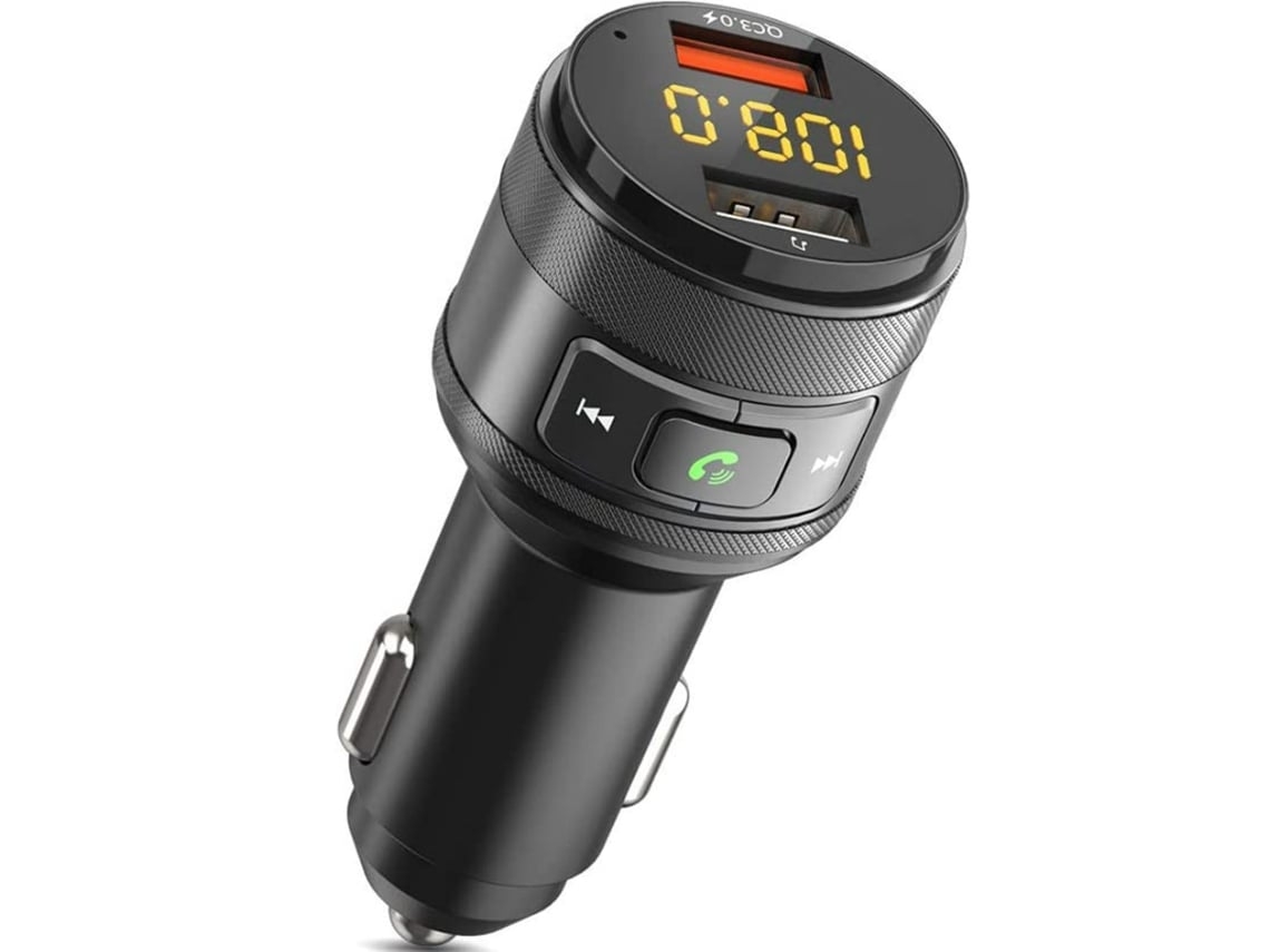 Transmisor FM Bluetooth para coche, transmisor de radio QC 3.0, adaptador de radio FM inalámbrico Bluetooth para coche, kit manos libres SAISIYIKY