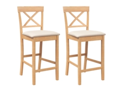 Maison Exclusive - Taburetes De Bar Con Cojines, 2 Unidades, Madera Maciza Natural, Caucho