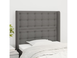 Cabecero con orejas de tela gris oscuro 103x16x118/128 cm