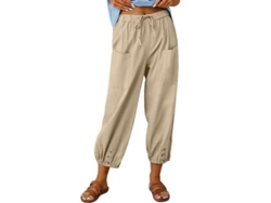 2026-pantalones Harem De Invierno Para Mujer Con Bolsillos Sueltos De Lino Anchos Verano L Caqui