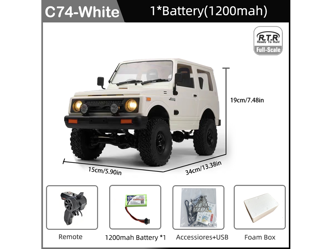 Coche teledirigido Jimny Warrior Ja11 4x4 2,4 GHz, escala 1/10, simulación de orugas, todoterreno teledirigido, juguete para niños. Aeuzwr