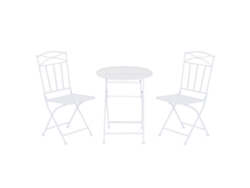 Set 3 Mesa Hierro Hojas Blanco 60x60x70cm