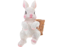 Adorno de conejo de resina, figura decorativa, creativo, delicado, colgante, blanco, estilo natural, artístico, ideal GOKOCO
