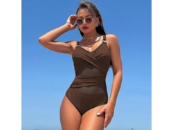 2026-traje De Baño De Una Pieza De Nylon Para Mujer Con Control Abdominal Y Escote V Sexy S2024123014535