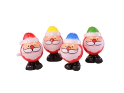 Juguete navideño de cuerda: Papá Noel, elfo y muñeco de nieve.