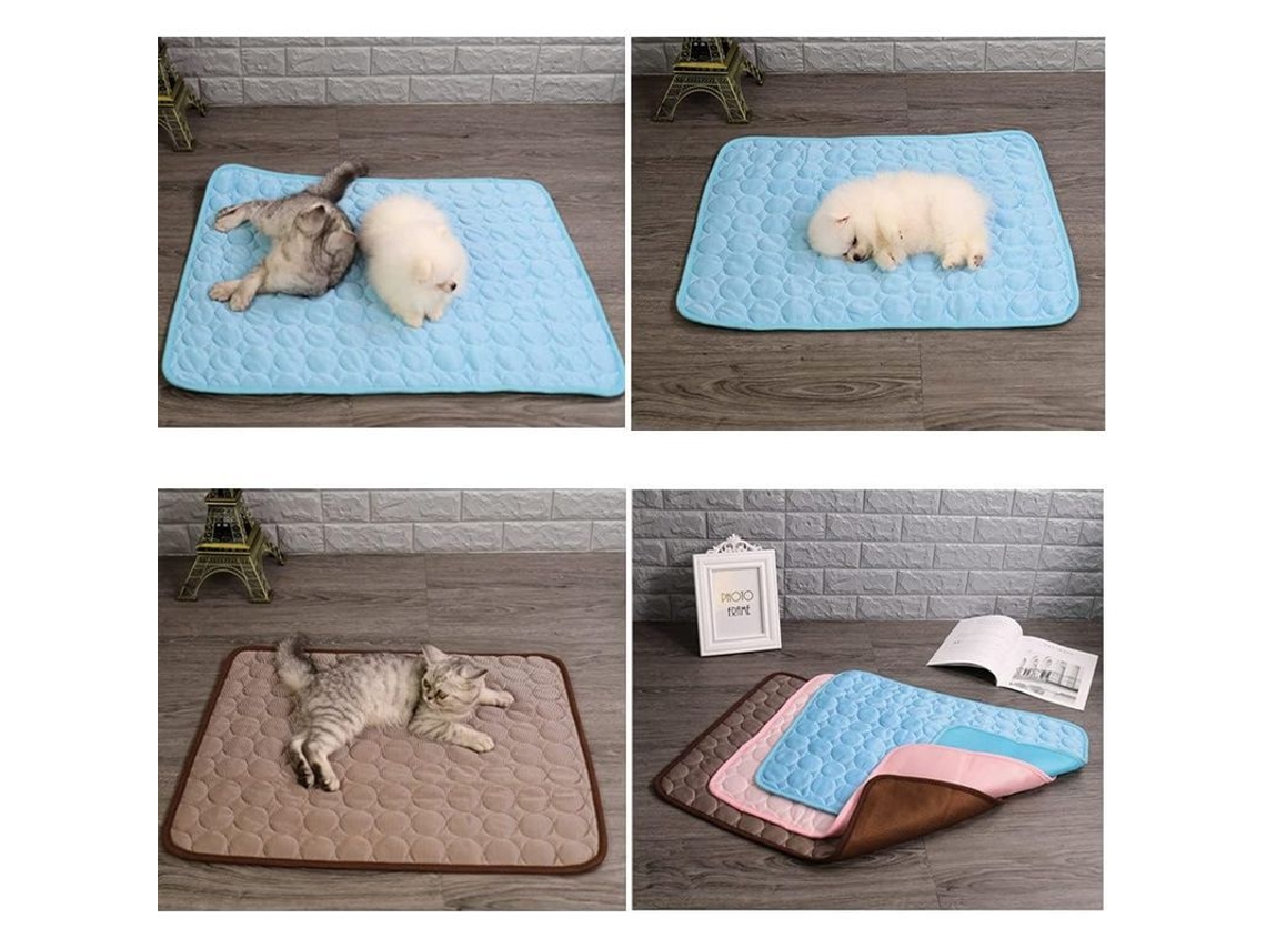 Almohadilla Refrigerante Para Perros Y Gatos Verano Transpirable Alfombra Cool Mat Azul