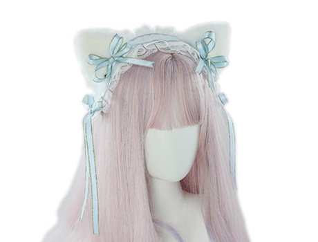 Tocado De Orejas De Gato Lolita, Accesorios De Fiesta Para El Cabello De Mucama, Diademas Bonitas, Horquilla Dulce, Azul Cielo ZMDECQNA