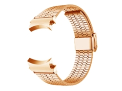Bracelete Para Samsung Galaxy Watch 7/6/5/4 - Aço Inoxidável - Fivela Sete Contas - Ouro Rosa