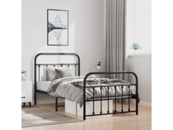 Estructura Cama Sin Colchón Con Estribo Metal Negro 100x190 Cm