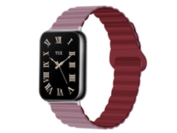 Bracelete Para Redmi Watch 6 / 5 / 4 - Silicone Magnético Reversível - Fecho Duas Cores Roxo Fumê + Vermelho Vinho