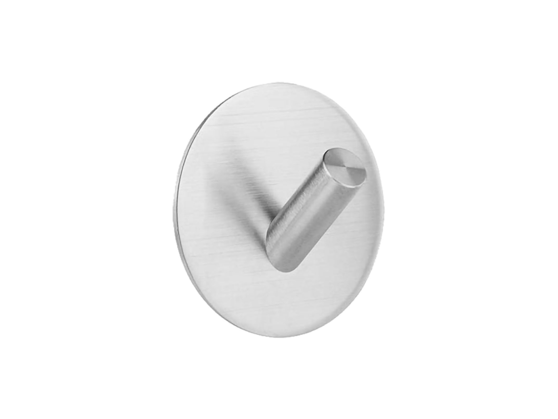 Gancho adhesivo sin taladro, acero inoxidable, plateado, para baño y cocina