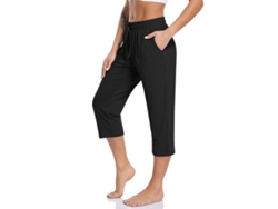 2026-pantalones Capri De Yoga Para Mujer Sueltos Con Bolsillos Suaves Y Elásticos Para Ejercicio Y Pantalones De Descanso L Negro