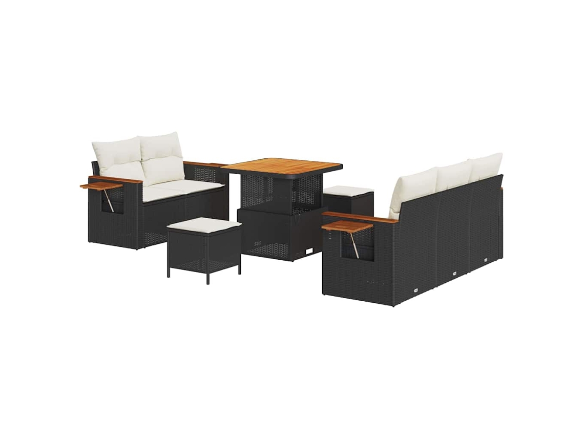 Maison Exclusive - Conjunto De Sofás De Jardín Con Cojín 8 Pcs Negro Y Crema