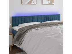 Cabecero Con Led De Terciopelo Azul Oscuro 180x5x78/88 Cm