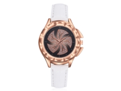 Reloj De Pulsera De Cuarzo Informal Para Mujer Con Diamantes De Imitación Y Correa De Piel Sintética Blanca.