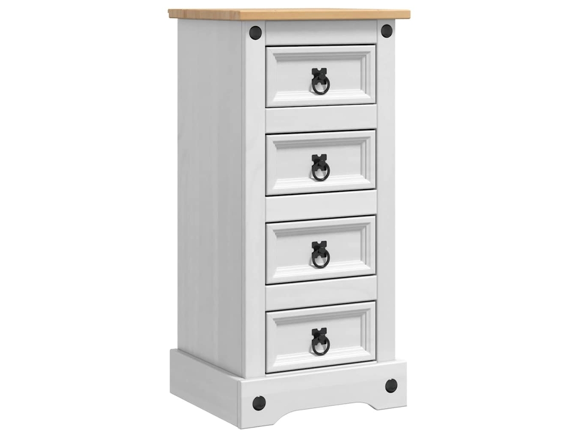 Mesita de noche blanca con cajón, 35 x 32,5 x 74 cm, MAISON EXCLUSIVE
