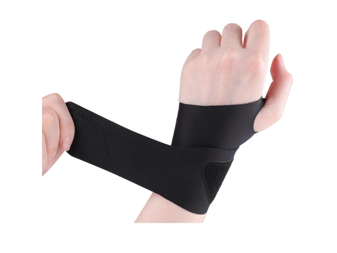 Muñequera para gimnasio, levantamiento de pesas y entrenamiento, banda de compresión ajustable y soporte para la muñeca, negra.