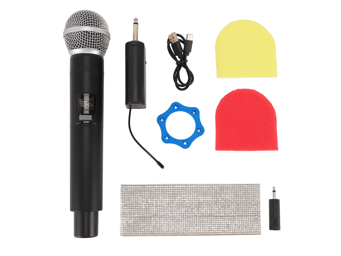 Sistema de micrófono inalámbrico dinámico VHF para karaoke y grabación.