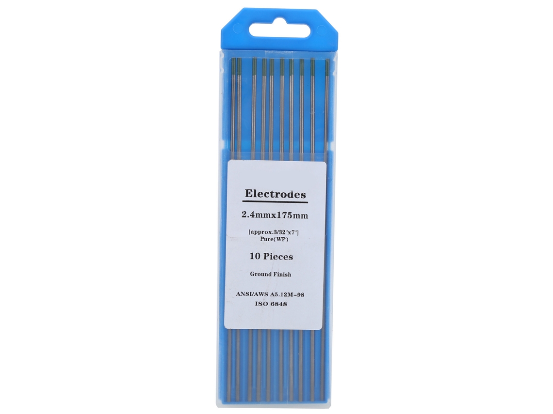 10 electrodos de tungsteno TIG con punta verde WP, 2,4 x 175 mm, accesorios de soldadura