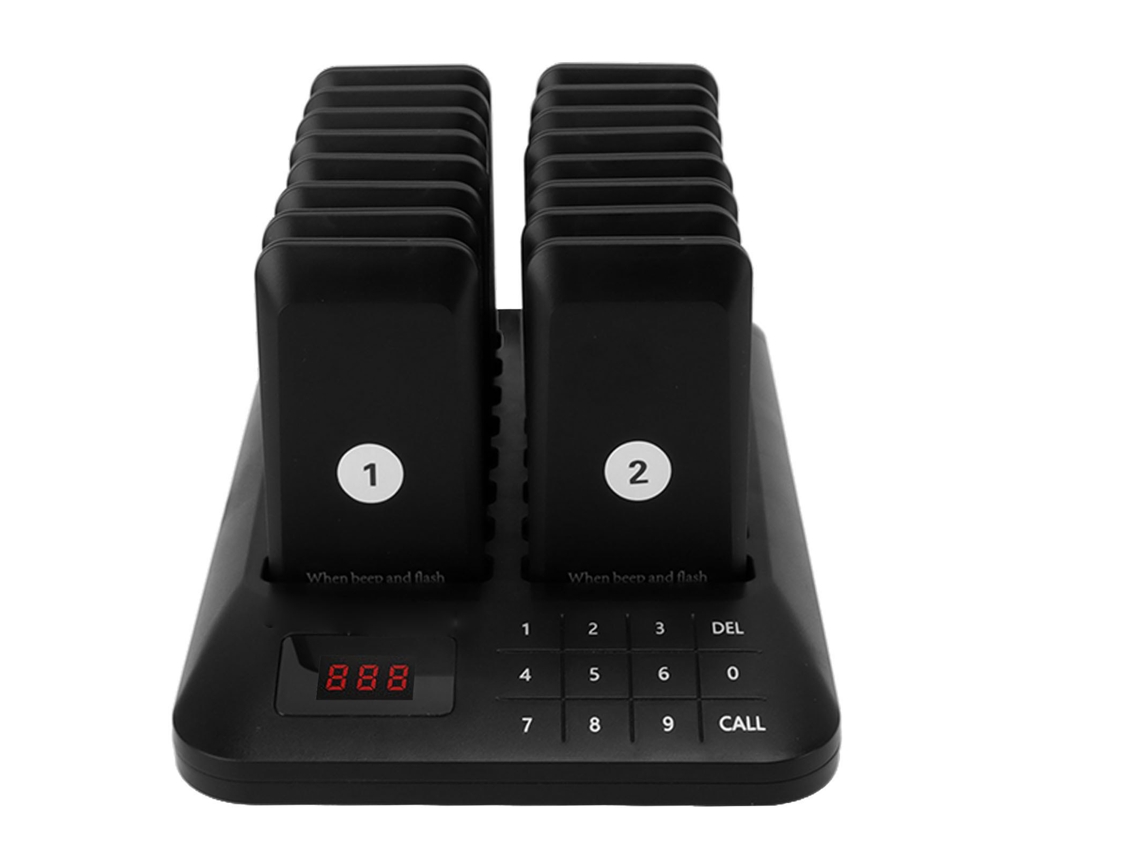 Sistema de buscapersonas para restaurante (16 unidades, 100-240 V), ideal para diversas ubicaciones