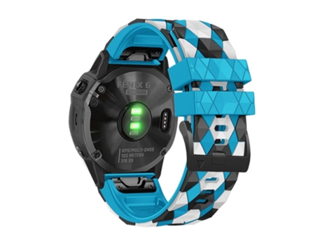 Correa de Silicona patrón de fútbol 22mm para Garmin Fenix 7/Descent G1/Epix Gen2 - azul cielo