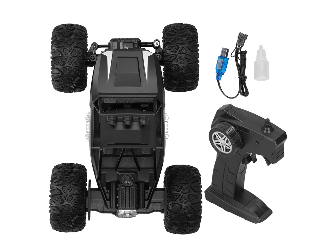 Coche De Control Remoto 2.4g Con Luces Led Y Simulación De Spray, Juguete Rc Para Niños Negro