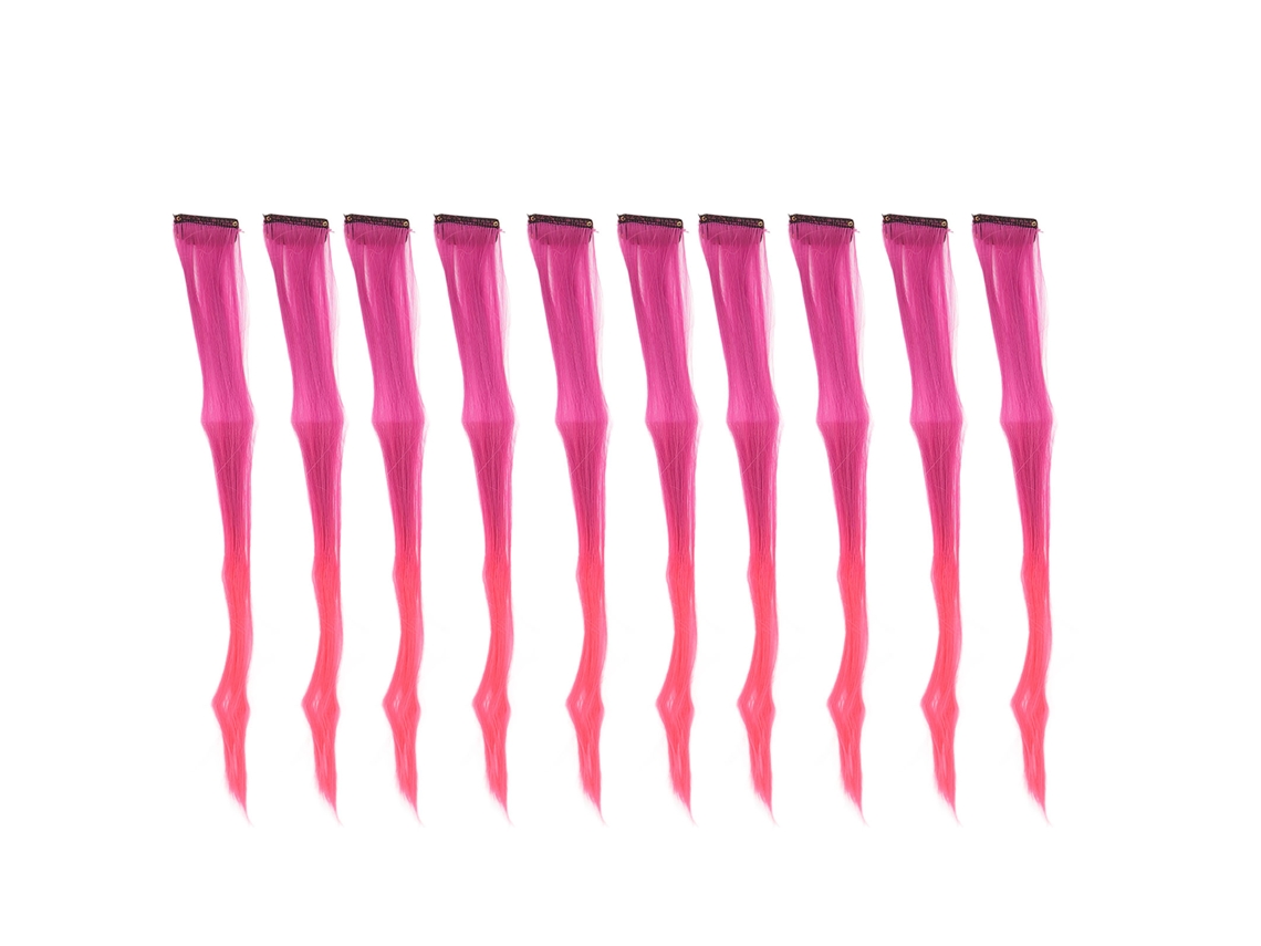 10pcs Clip On Mechas Cabello Largo Recto Accesorio De Pelo Gradiente Rosa Morado Rojo Individualmente Envuelto