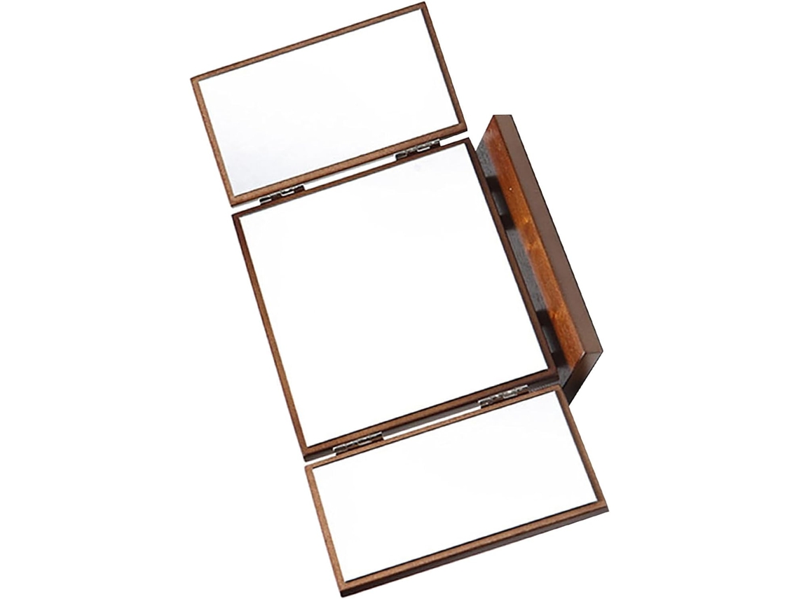 Espejo De Bureau Pliable En Bois Sculpté 3 Faces Couleur Cerisier Maquillaje Mujer Compacto Pour