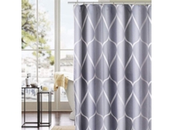 Cortina de ducha Linjou 2026 impermeable y antimoho de poliéster con 12 ganchos antioxidantes, 180x200cm para baño o bañera.