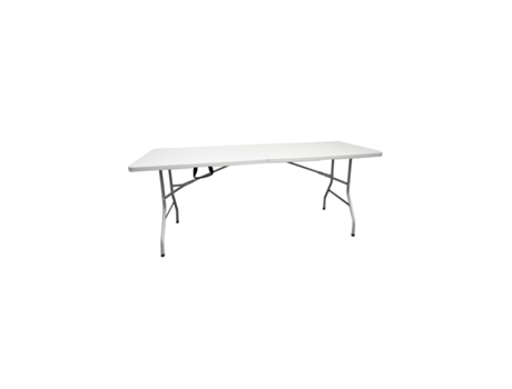 Mesa Plegable Rectangular 180X70X74Cm Blanca Catering Mesa Resina Con Patas de Acero Plegable para Eventos Y Terrazas Blanca Unidad JARDIN202