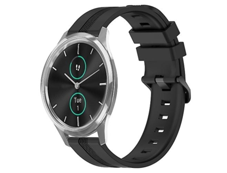 Correa para reloj Garmin Garminmove Luxe, banda de reloj a rayas cóncava de silicona negra de 20mm VENISYMLIS