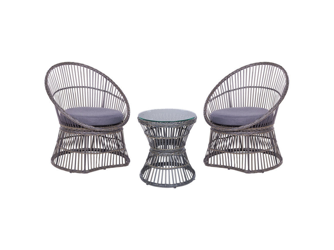Conjunto de balcón BELIANI Mesyna de Ratán sintético Beige 64x64x76